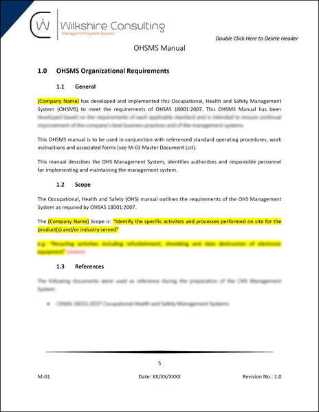 45001:2018 Occupational Health and Safety Documentation Template Package