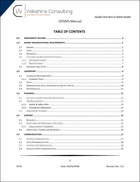 45001:2018 Occupational Health and Safety Documentation Template Package