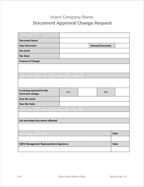 Document Approval Change Request Form