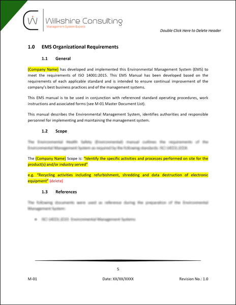 ISO 14001:2015 Environmental Management System Documentation Template Package
