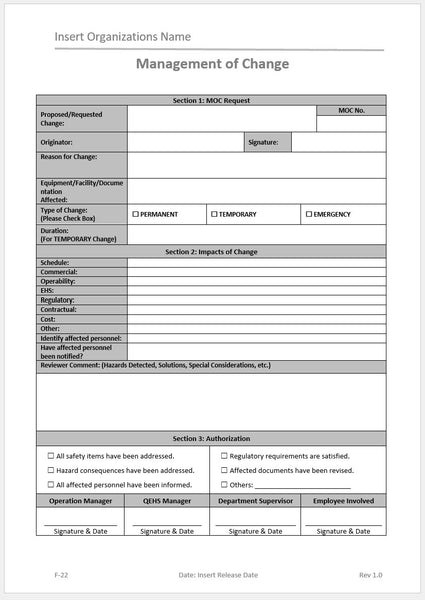 Management of Change Form