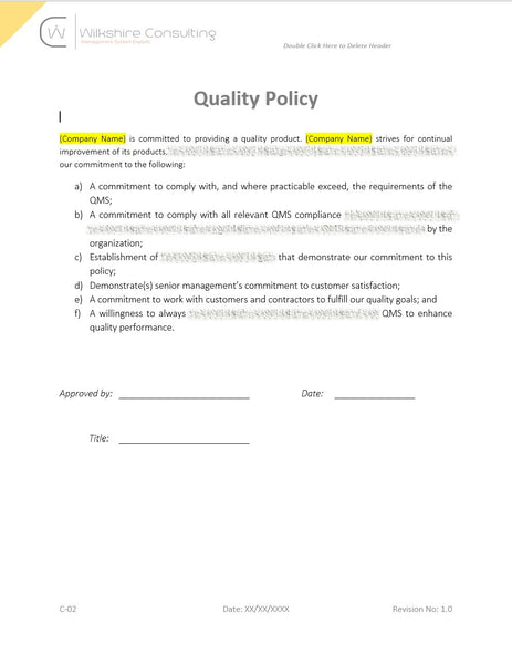 Quality (QMS) Policy