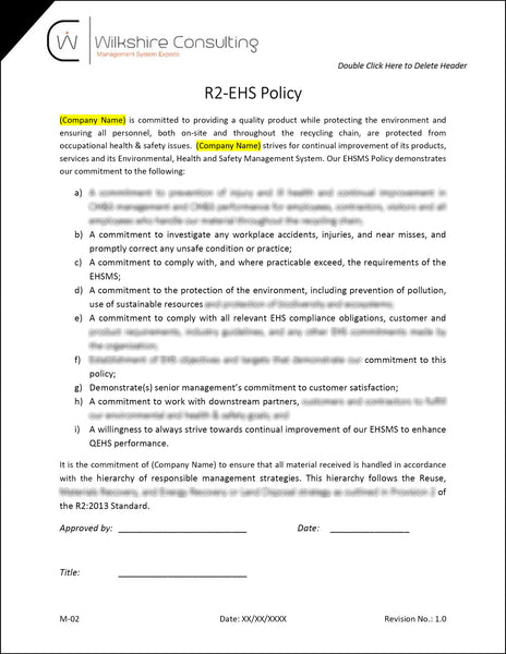 R2v3 Responsible Recycling Documentation Template Package