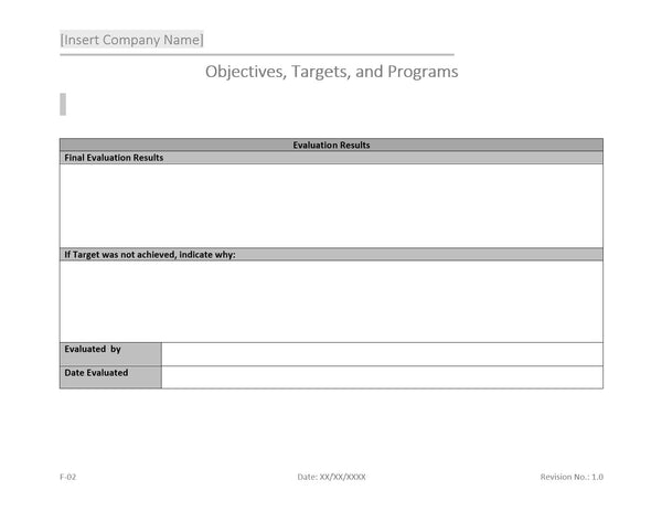 Objective Target  Program Forms